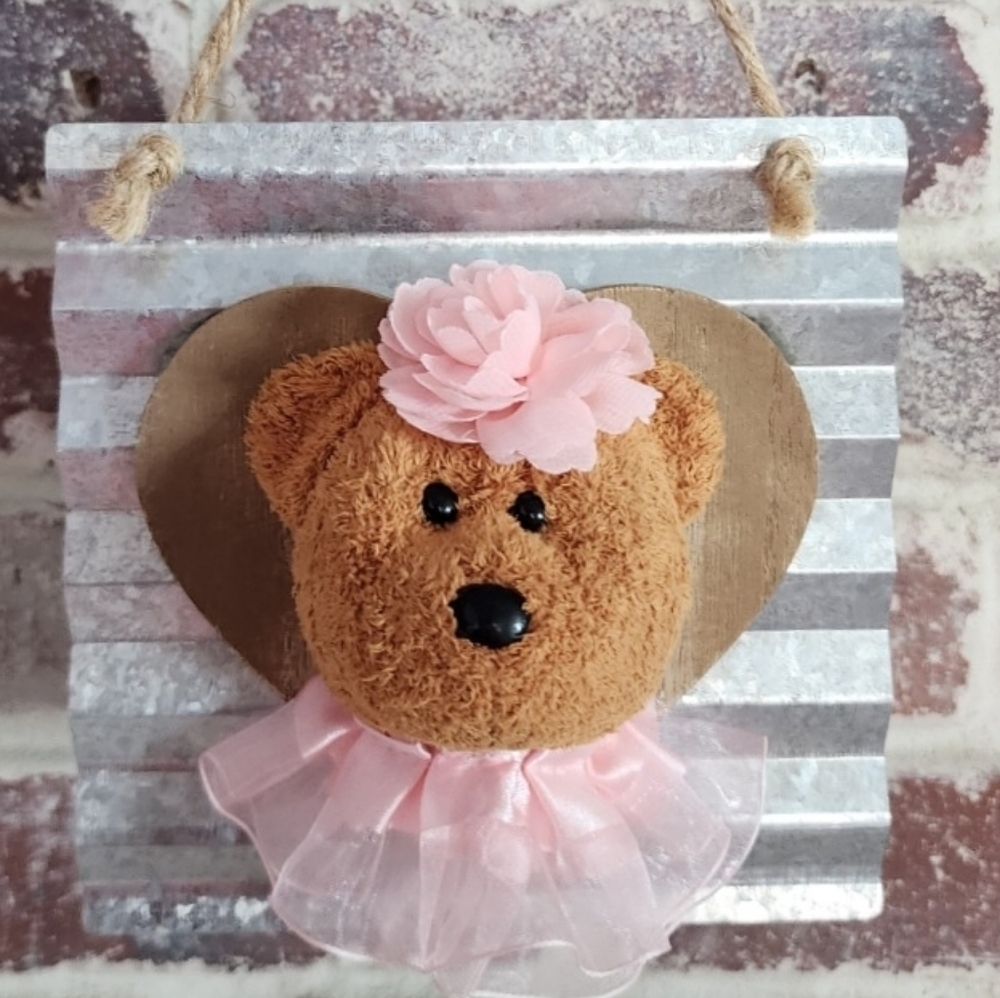 Beanie Baby Taxidermy Country Girl Bear Wall/Door Hanging